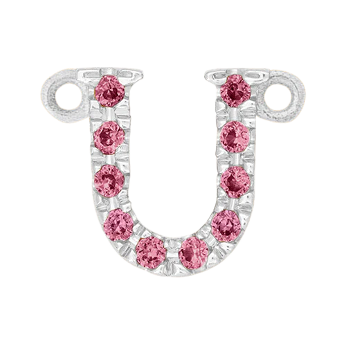 Pink Sapphire + 14k White Gold Letter Charm - Image 21