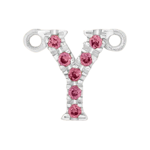 Pink Sapphire + 14k White Gold Letter Charm - Image 25