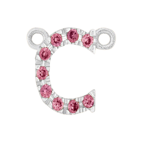 Pink Sapphire + 14k White Gold Letter Charm - Image 3