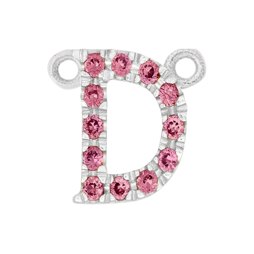 Pink Sapphire + 14k White Gold Letter Charm - Image 4