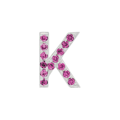 Pink Sapphire + 14k White Gold Letter Charm - Image 11