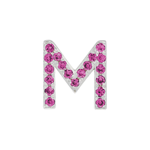 Pink Sapphire + 14k White Gold Letter Charm - Image 13