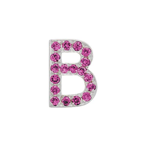 Pink Sapphire + 14k White Gold Letter Charm - Image 2