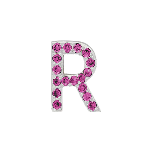 Pink Sapphire + 14k White Gold Letter Charm - Image 21