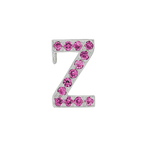 Pink Sapphire + 14k White Gold Letter Charm - Image 25