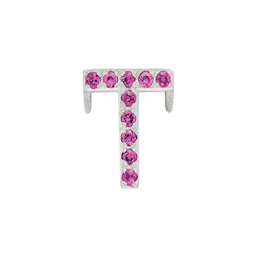 Pink Sapphire + 14k White Gold Letter Charm - Image 26