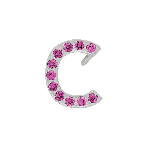Pink Sapphire + 14k White Gold Letter Charm - Image 3