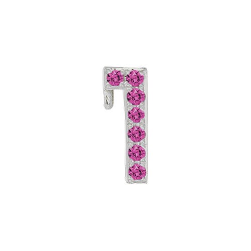 Pink Sapphire + 14k White Gold Number Charm - Image 2