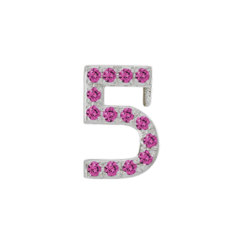 Pink Sapphire + 14k White Gold Number Charm - Image 6