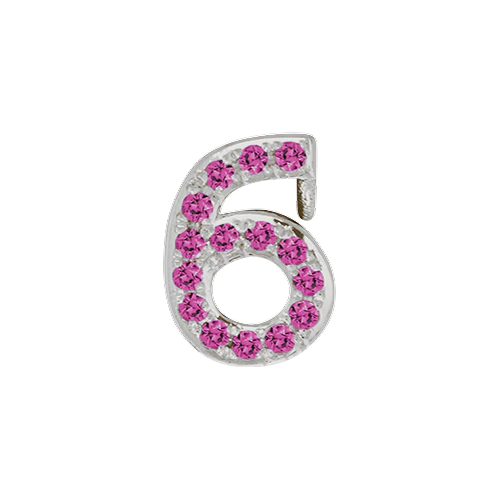 Pink Sapphire + 14k White Gold Number Charm - Image 7