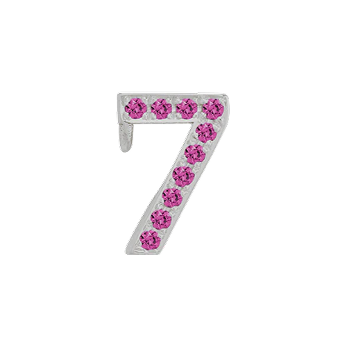 Pink Sapphire + 14k White Gold Number Charm - Image 8