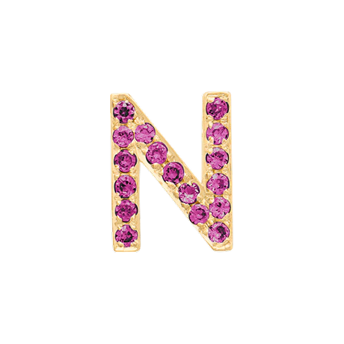 Pink Sapphire + 14k Yellow Gold Letter Charm - Image 14
