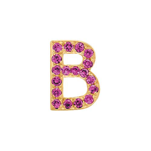 Pink Sapphire + 14k Yellow Gold Letter Charm - Image 2