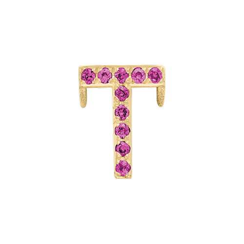 Pink Sapphire + 14k Yellow Gold Letter Charm - Image 20