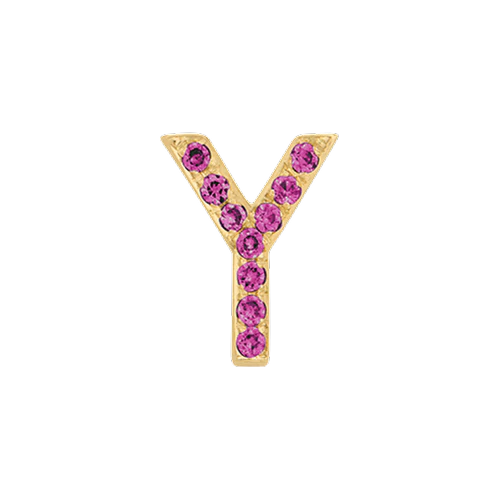 Pink Sapphire + 14k Yellow Gold Letter Charm - Image 25