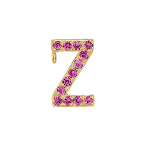 Pink Sapphire + 14k Yellow Gold Letter Charm - Image 26