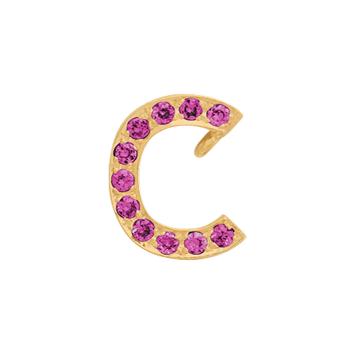 Pink Sapphire + 14k Yellow Gold Letter Charm - Image 3