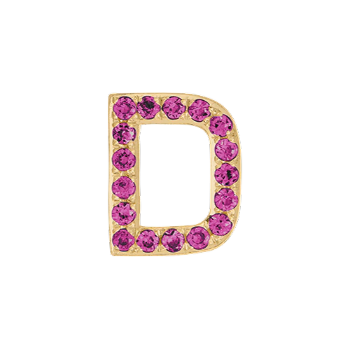 Pink Sapphire + 14k Yellow Gold Letter Charm - Image 4