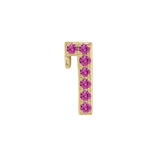 Pink Sapphire + 14k Yellow Gold Number Charm - Image 2