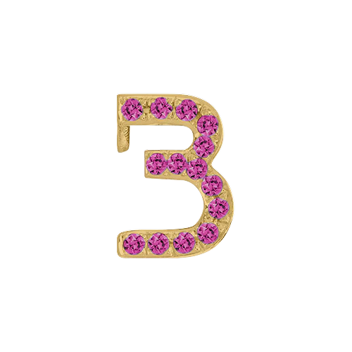 Pink Sapphire + 14k Yellow Gold Number Charm - Image 4