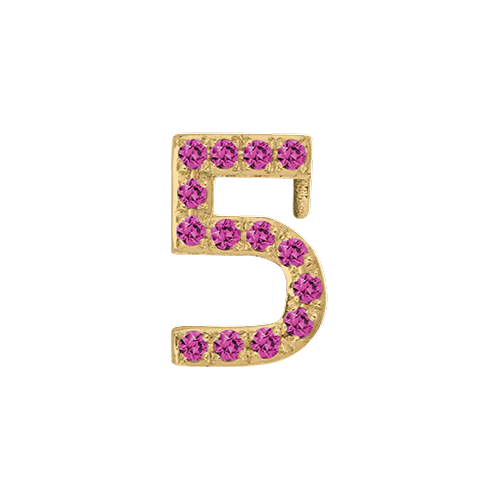 Pink Sapphire + 14k Yellow Gold Number Charm - Image 6