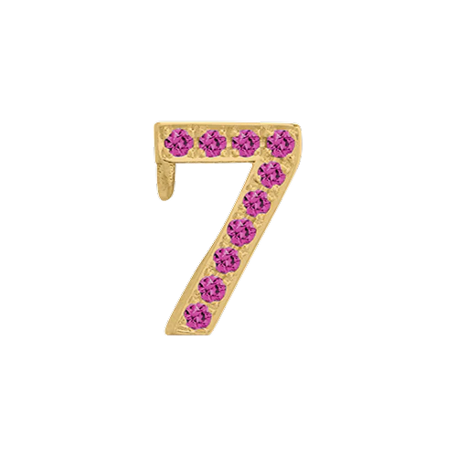 Pink Sapphire + 14k Yellow Gold Number Charm - Image 8