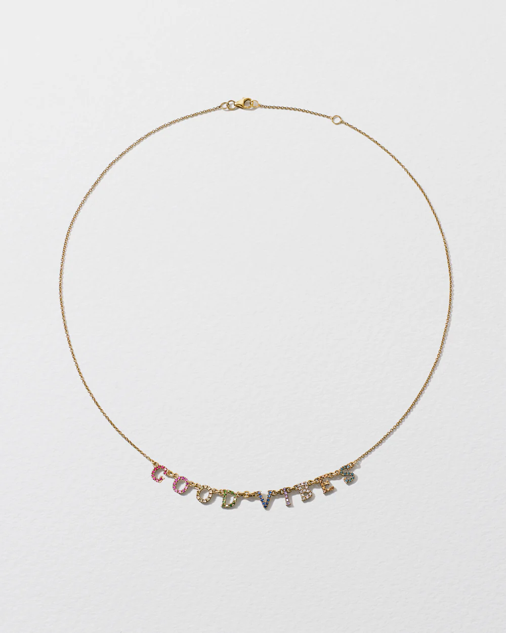 Rainbow Sapphire & Diamond 'Good Vibes' Necklace - Image 3