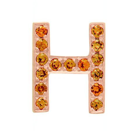Rose Gold, Orange Sapphire Letter Bead - Image 10