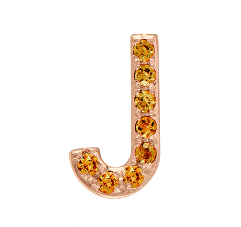 Rose Gold, Orange Sapphire Letter Bead - Image 12