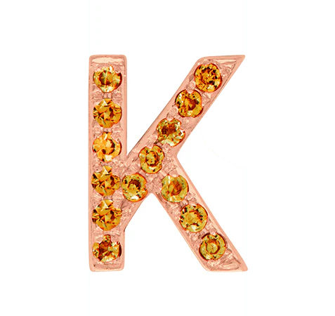 Rose Gold, Orange Sapphire Letter Bead - Image 13