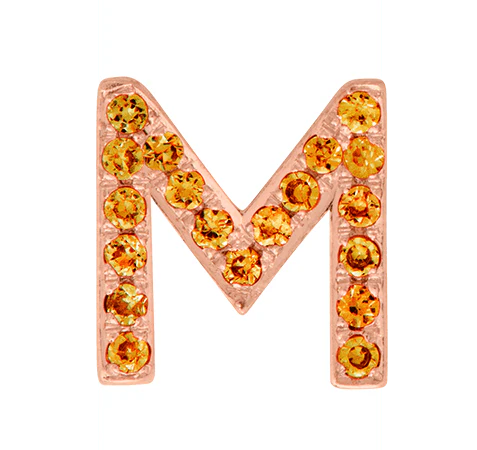 Rose Gold, Orange Sapphire Letter Bead - Image 15