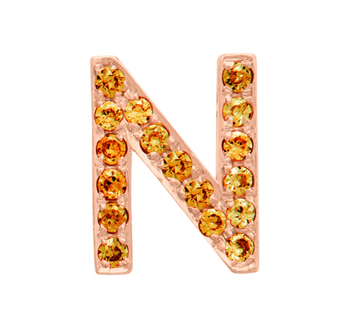 Rose Gold, Orange Sapphire Letter Bead - Image 16