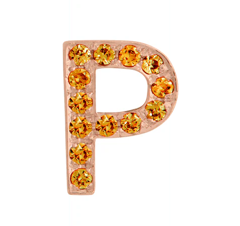 Rose Gold, Orange Sapphire Letter Bead - Image 18
