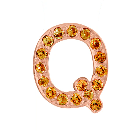 Rose Gold, Orange Sapphire Letter Bead - Image 19