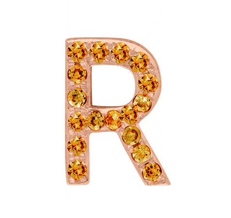 Rose Gold, Orange Sapphire Letter Bead - Image 20