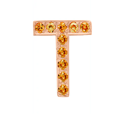 Rose Gold, Orange Sapphire Letter Bead - Image 22