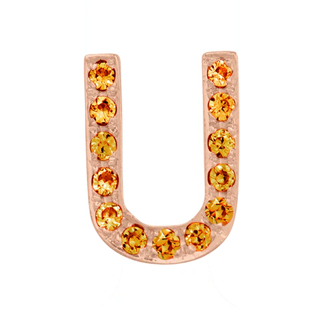 Rose Gold, Orange Sapphire Letter Bead - Image 23