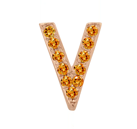 Rose Gold, Orange Sapphire Letter Bead - Image 24