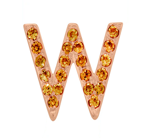 Rose Gold, Orange Sapphire Letter Bead - Image 25