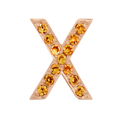 Rose Gold, Orange Sapphire Letter Bead - Image 26