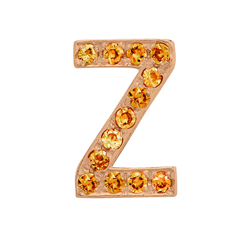 Rose Gold, Orange Sapphire Letter Bead - Image 28