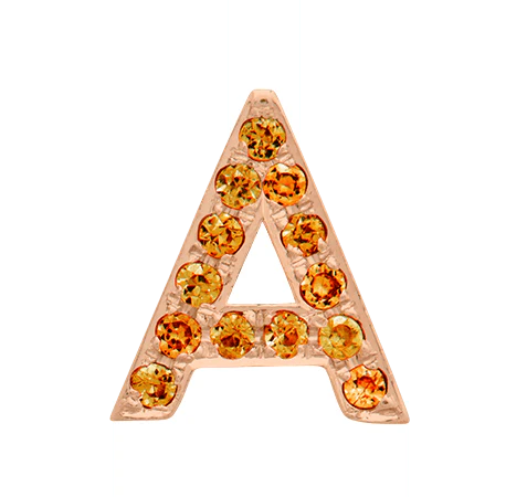 Rose Gold, Orange Sapphire Letter Bead - Image 3