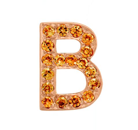 Rose Gold, Orange Sapphire Letter Bead - Image 4