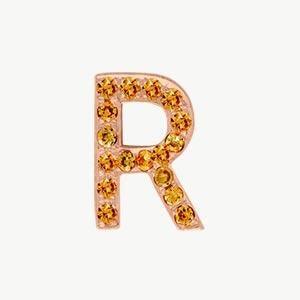 Rose Gold, Orange Sapphire Letter Bead - Image 46