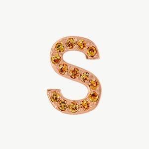Rose Gold, Orange Sapphire Letter Bead - Image 47