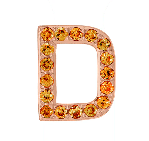 Rose Gold, Orange Sapphire Letter Bead - Image 6