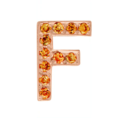 Rose Gold, Orange Sapphire Letter Bead - Image 8