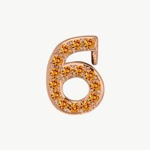 Rose Gold, Orange Sapphire Number Bead - Image 19