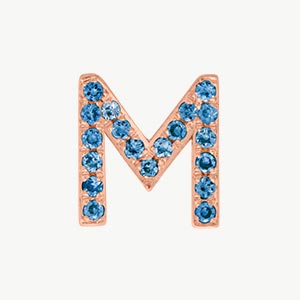 Rose Gold, Blue Diamond Letter Bead - Image 15