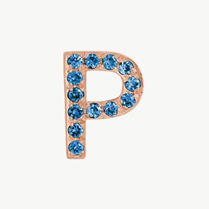 Rose Gold, Blue Diamond Letter Bead - Image 18